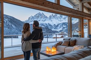 couple looking from the window