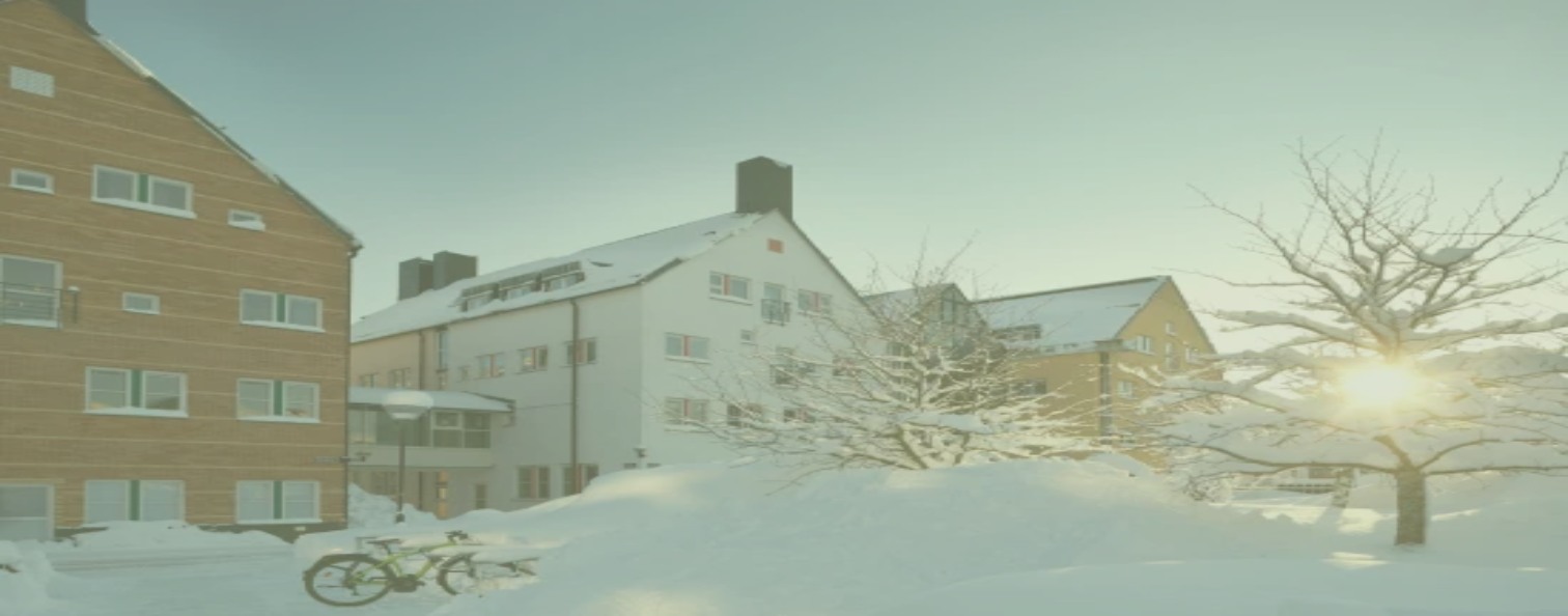 bild på en byggnad under vintern