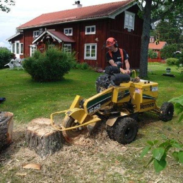 person kör stubbfräs