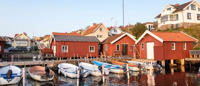 Solskärs hamn i kvällssolen
